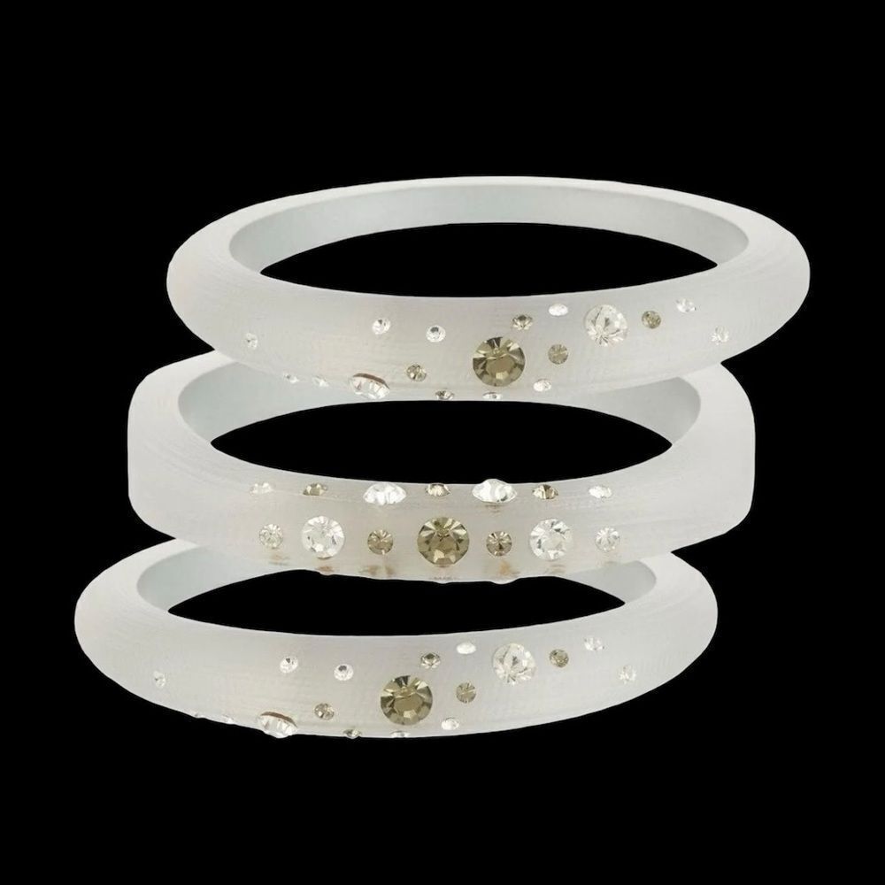 CRYSTAL ACCENT‎ ACRYLIC BANGLE SET OF 3 by Susan Graver